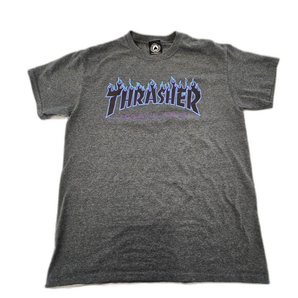 Thrasher Magazine Shirt Mens Medium Gray Flame Logo Skateboarding T-Shirt Tee - Picture 1 of 6